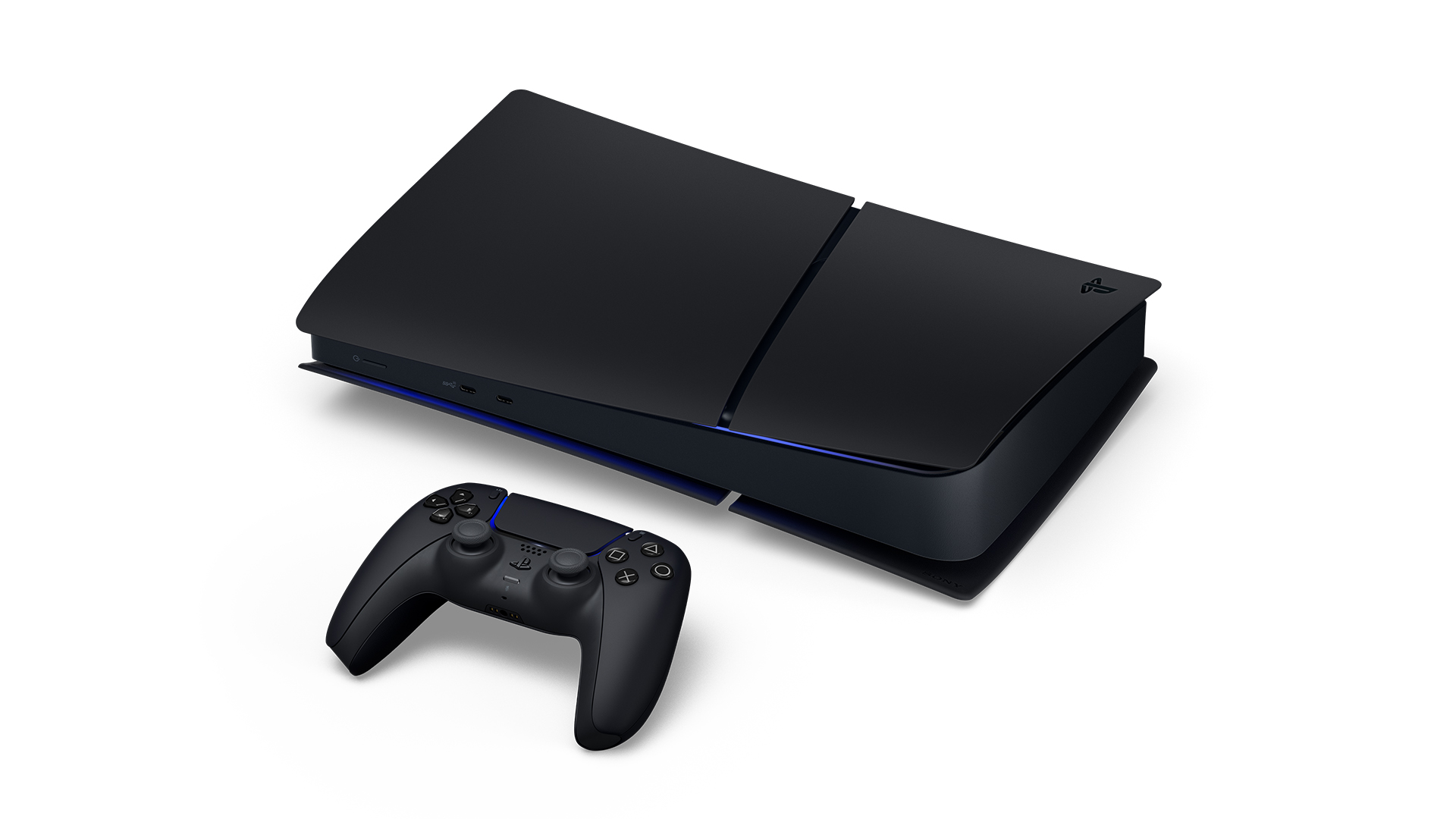 Sony’s official image of the Midnight Black Japanese-only PS5 Digital Edition and controller